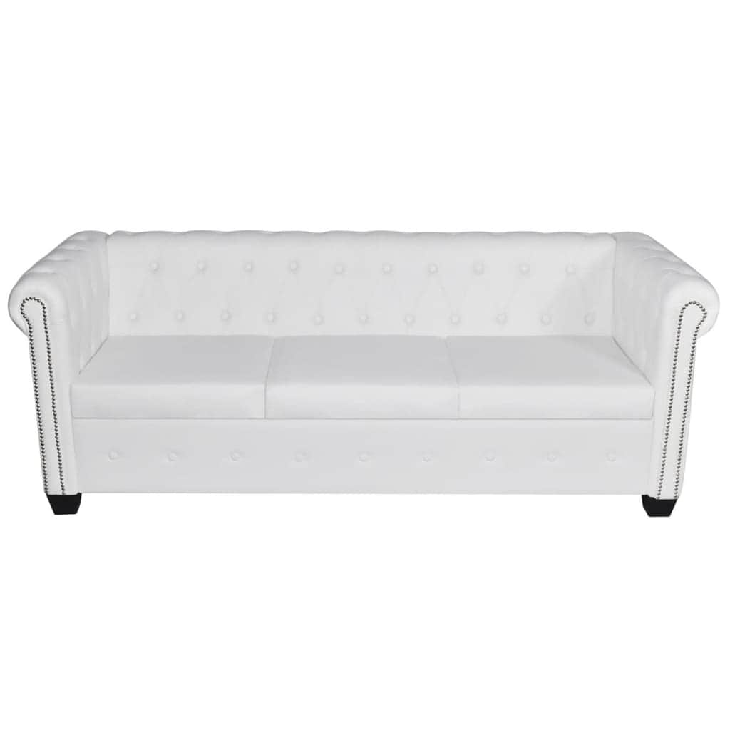 Chesterfield 2-Seater and 3-Seater Artificial Leather White