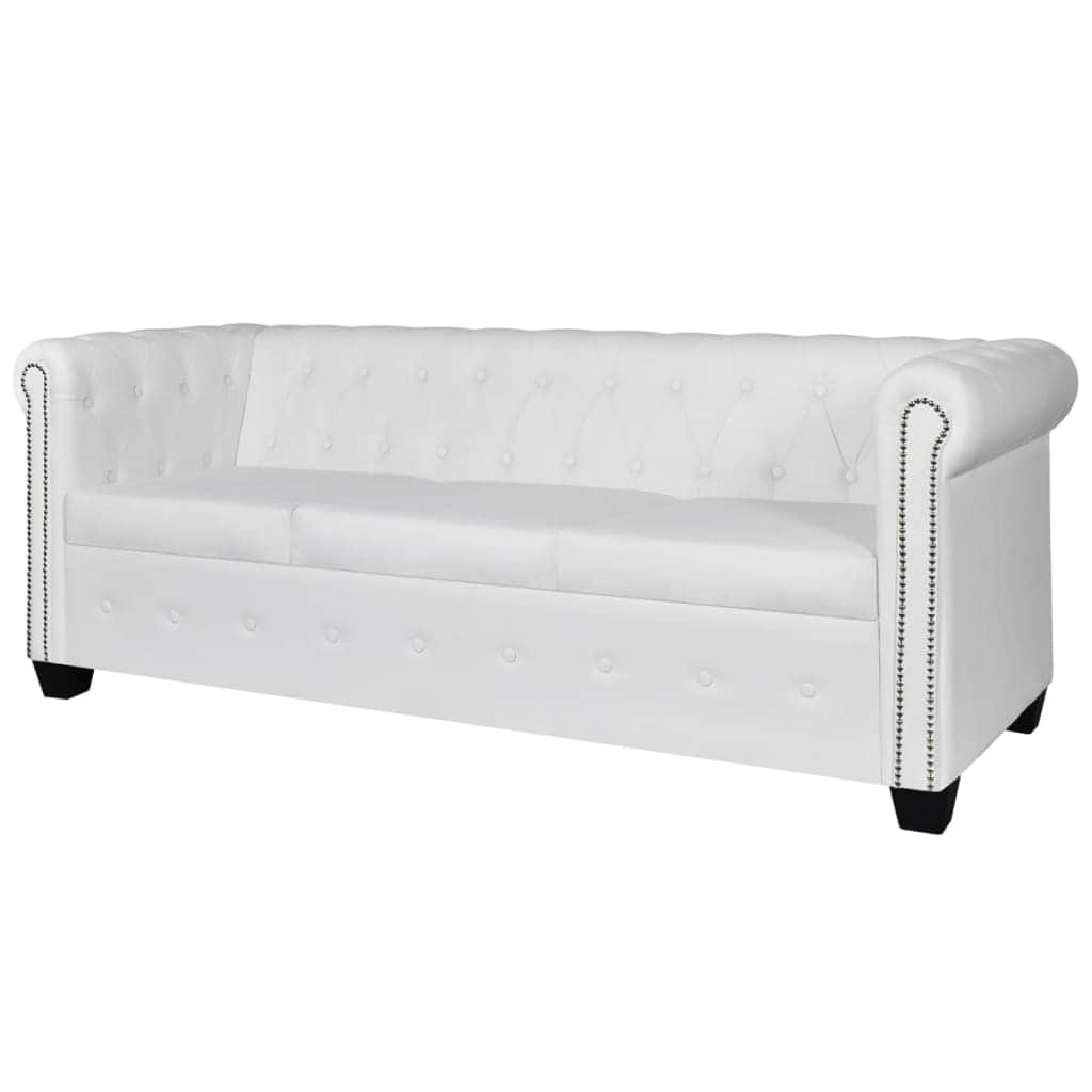 Chesterfield 2-Seater and 3-Seater Artificial Leather White