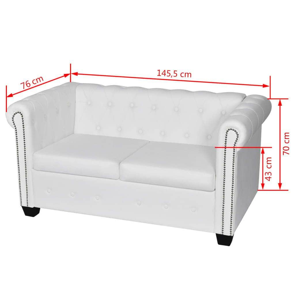 Chesterfield 2-Seater Artificial Leather White