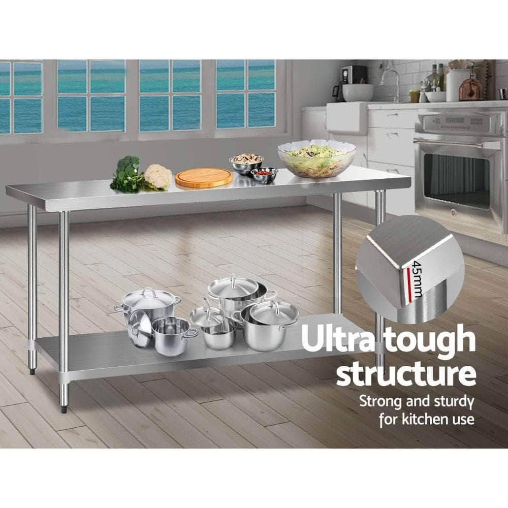 Chic 1829X610Mm Stainless Steel Kitchen Bench