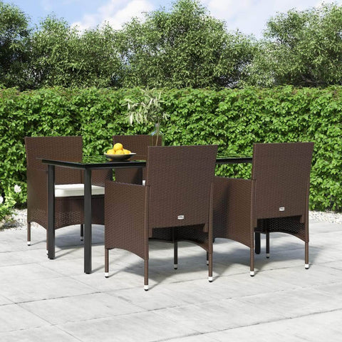 Chic Contrast Dining Delight: 5-Piece Garden Set in Grey and Black with Cushions