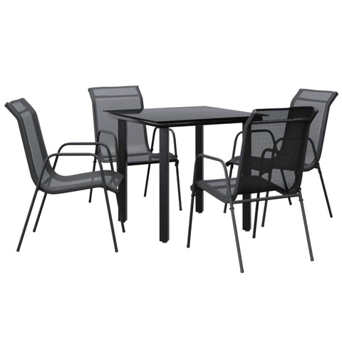 Chic Fresco Dining: 5-Piece Garden Dining Set in Elegant Black with Cushions