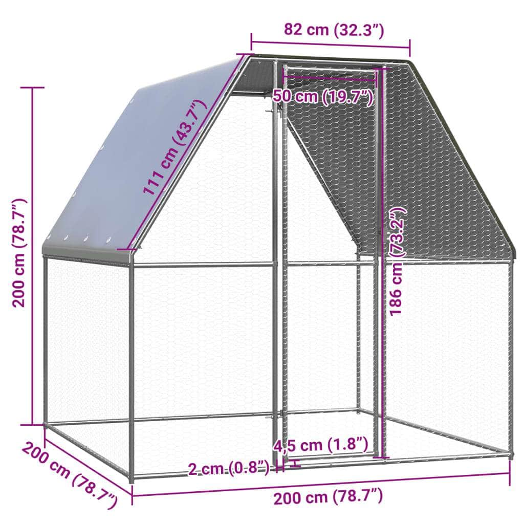 Chicken Cage Silver and Grey-Galvanised Steel