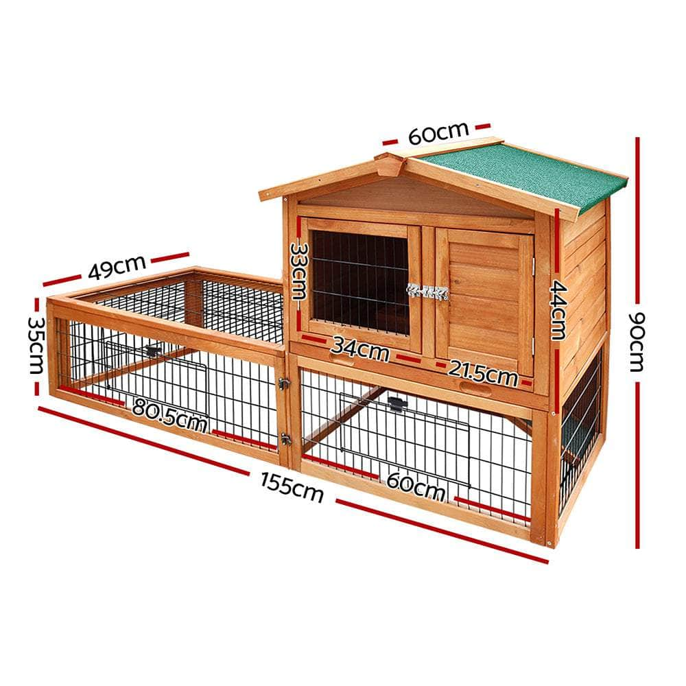 Chicken Coop 155X49X90Cm Rabbit Hutch Large Wooden Run