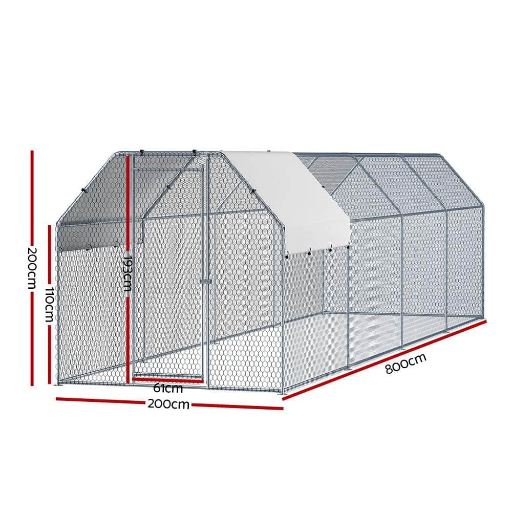 Chicken Coop Cage Run Rabbit Hutch Large Walk In Hen House Cover 2Mx8Mx2M