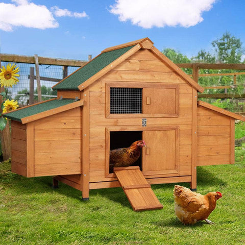 Chicken Coop Large Rabbit Hutch House Run Cage Wooden Outdoor Pet