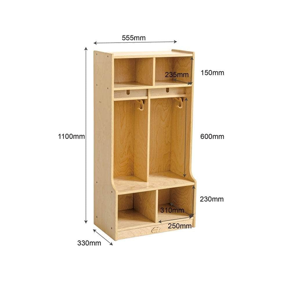 Children Preschool Coat Locker With Cubbies - 2 Section