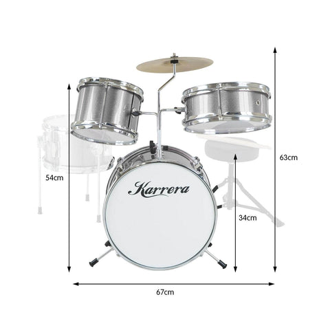 Childrens 4pc Drum Kit - Silver