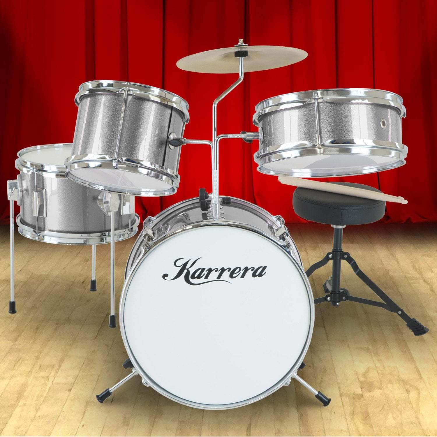 Childrens 4pc Drum Kit - Silver