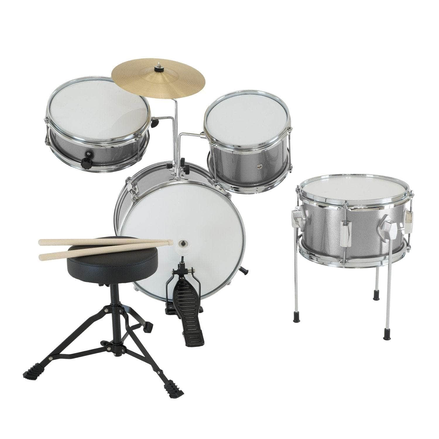 Childrens 4pc Drum Kit - Silver