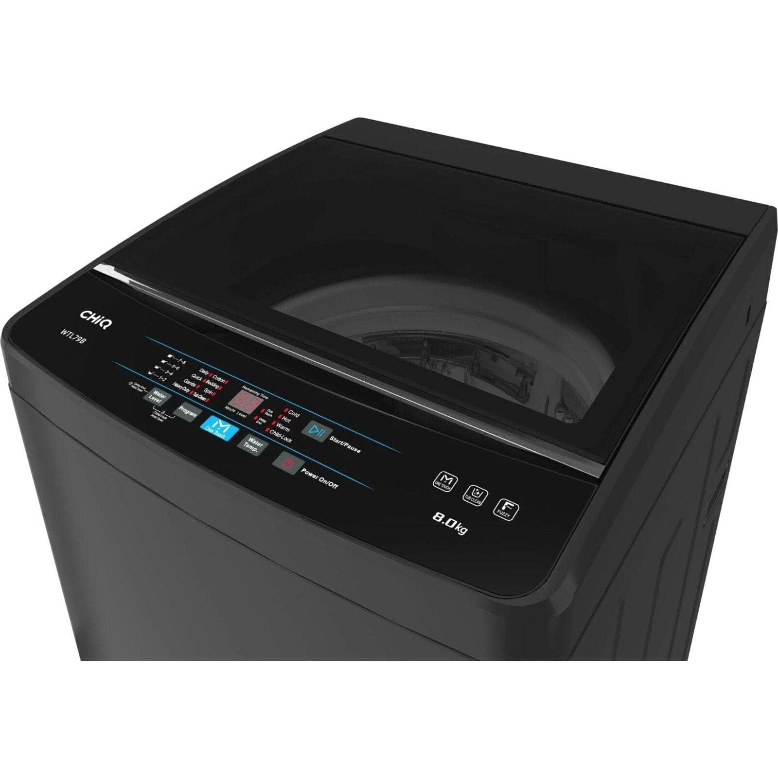 Chiq WTL79B 8Kg Top Load Washing Machine (Black), Top Loader Washer