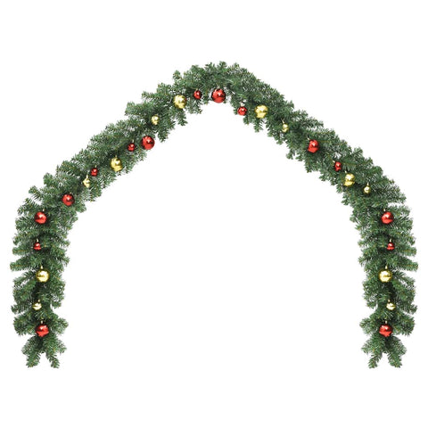 Christmas Garland Decorated with Baubles and LED Lights 10 m