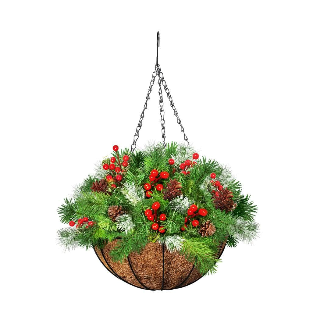 Christmas Hanging Basket Ornaments LED Lights Home Garden Decor 30cm