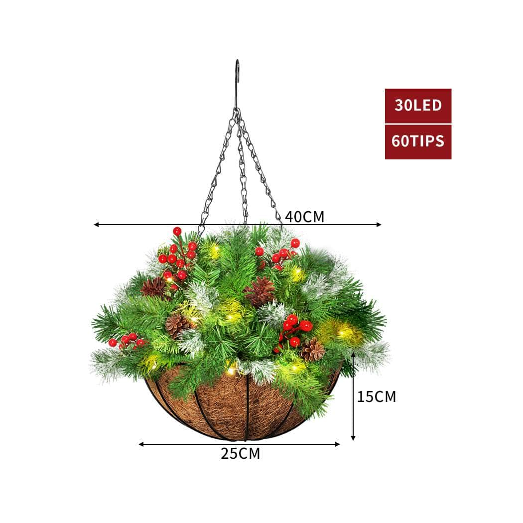 Christmas Hanging Basket Ornaments LED Lights Home Garden Decor