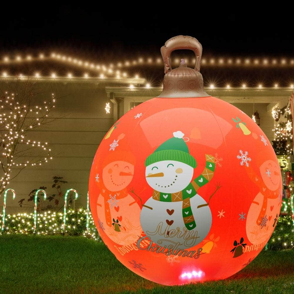 Christmas Inflatable Ball 60cm Illuminated Led Snowman Xmas Decor