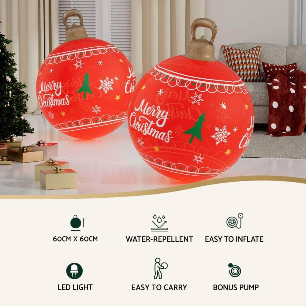 Christmas Inflatable Ball 60cm Led Illuminated Xmas Decoration Red