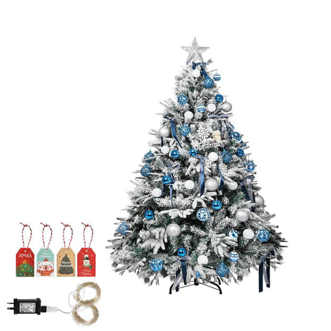 Christmas Tree 1.8M 6Ft Fairy Lights Snow Flocked Xmas Ornaments Decor