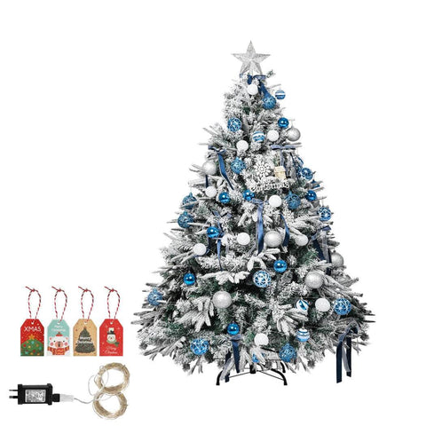 Christmas Tree 2.1M 7Ft Fairy Lights Snow Flocked Xmas Ornaments Decor