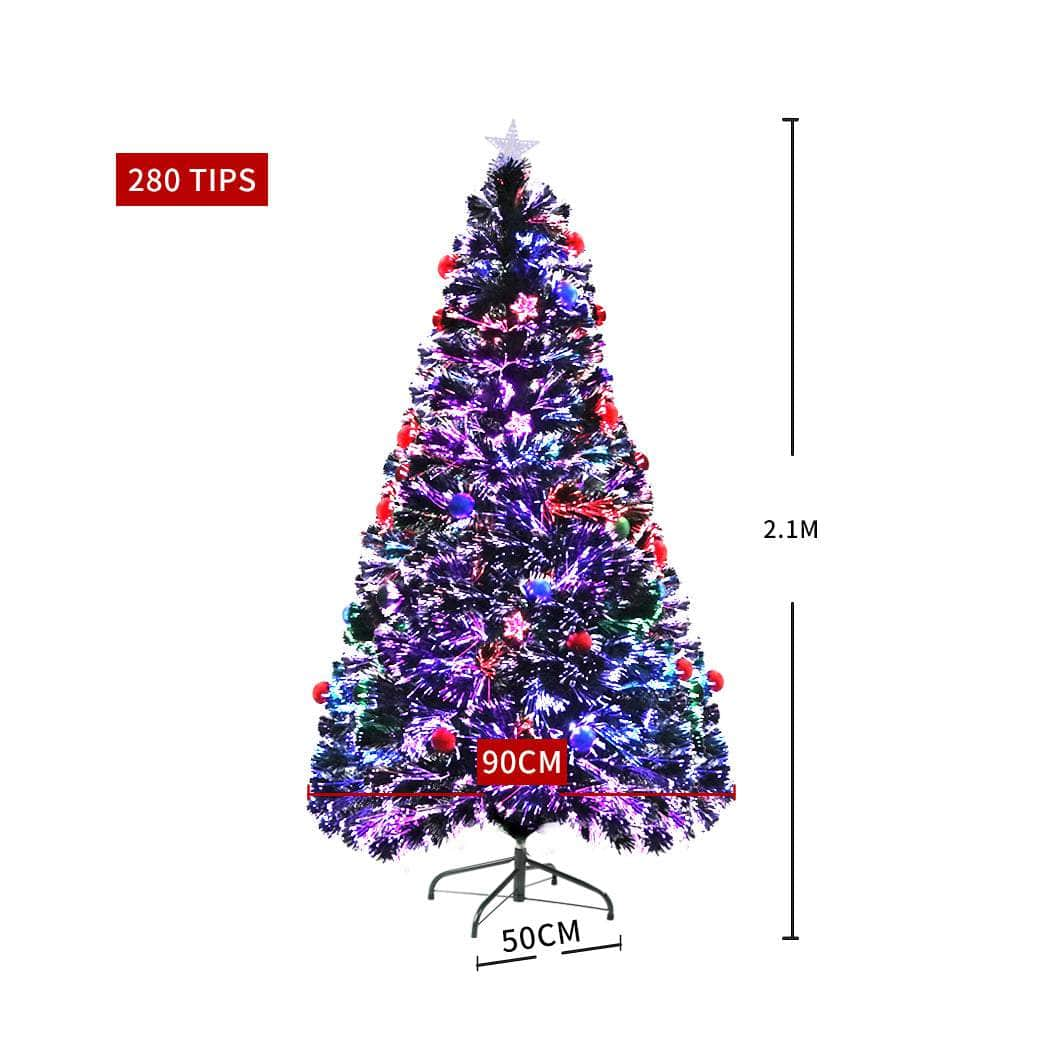 Christmas Tree 2.1M 7Ft Xmas Decorations Fibre Optic Multicolour Lights