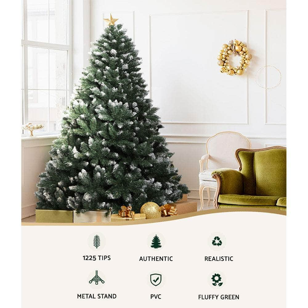 Christmas Tree 2.4m Snowy Xmas Tree Decoration 1225 Tips