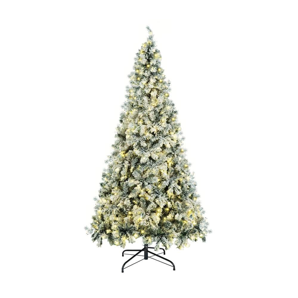 Christmas Tree Snow Flocked Xmas Decorations Green w/ LED lights