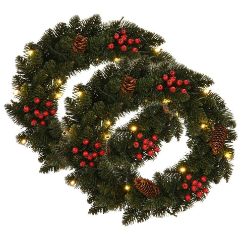 Christmas Wreaths 2 pcs with Decoration Green