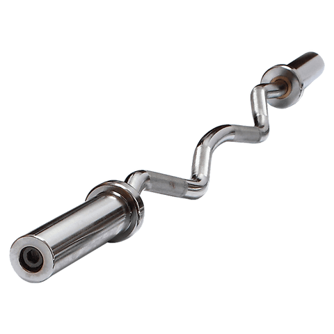 Chrome Olympic Curl Bar Barbell Heavy Duty EZ with Spring Collars