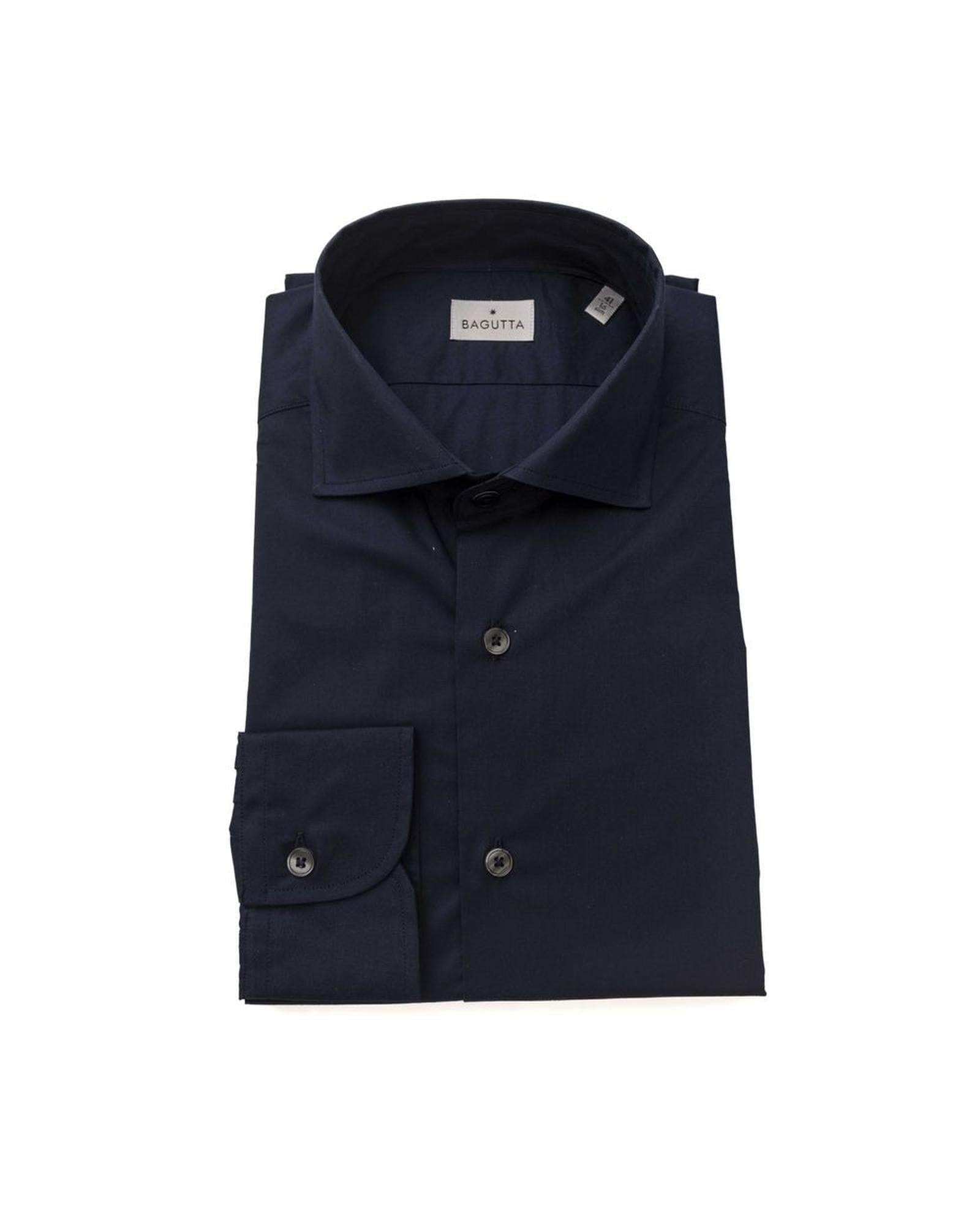 Classic Black/Blue/White Bagutta Men'S Cotton Shirt