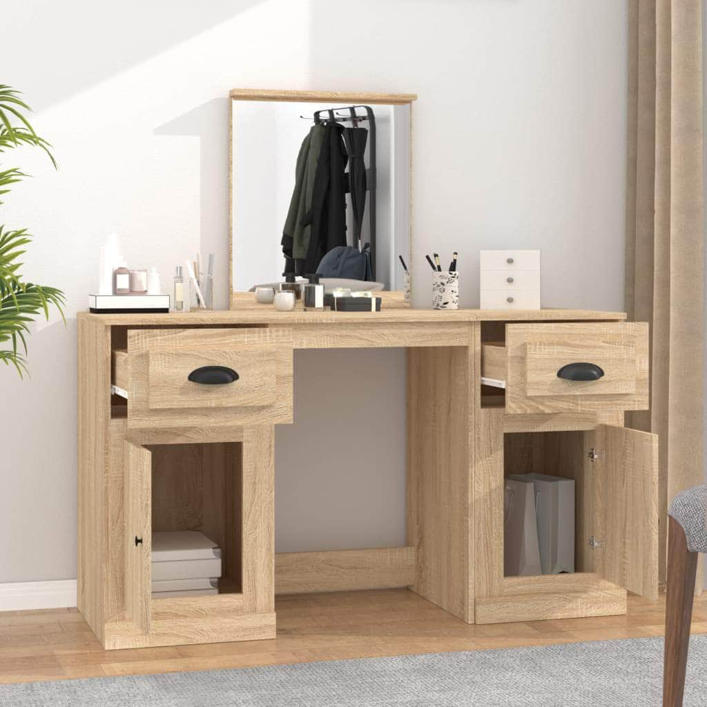 Classic White Vanity: A Stylish Dressing Table with Mirror