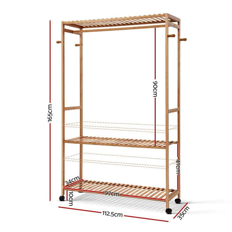 Clothes Rack Coat Stand 165X112Cm Hanger Wheels