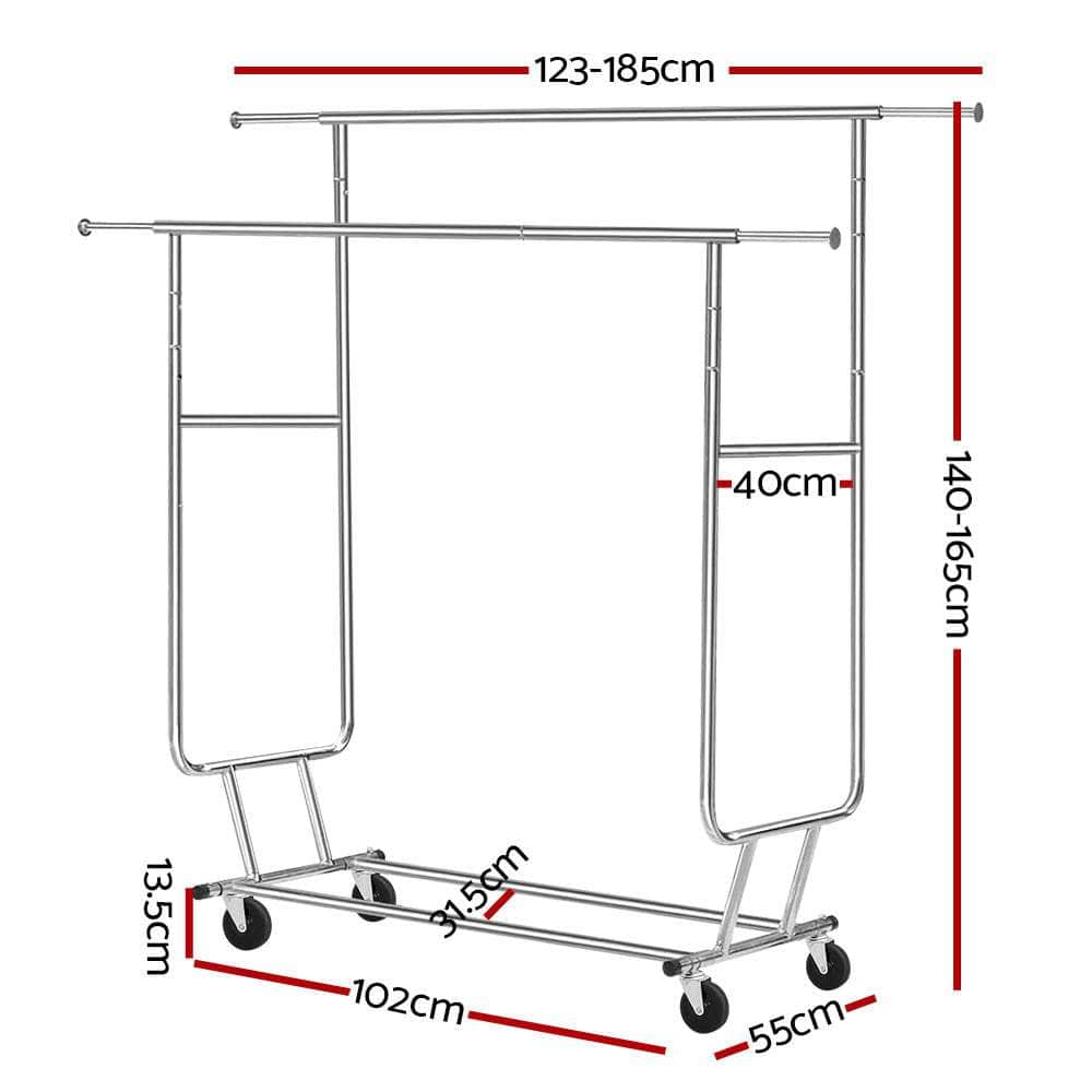 Clothes Rack Double Rail Coat Stand Adjustable Hanger