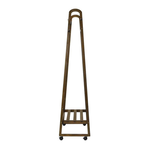 Clothes Rack Hanging Rail Bamboo Portable Wheels