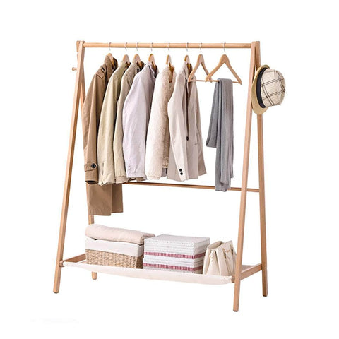 Clothes Rack Wooden Wardrobe Natural