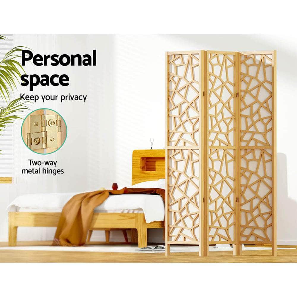 Clover Room Divider Screen Privacy Wood Dividers Stand 3 Panel Natural