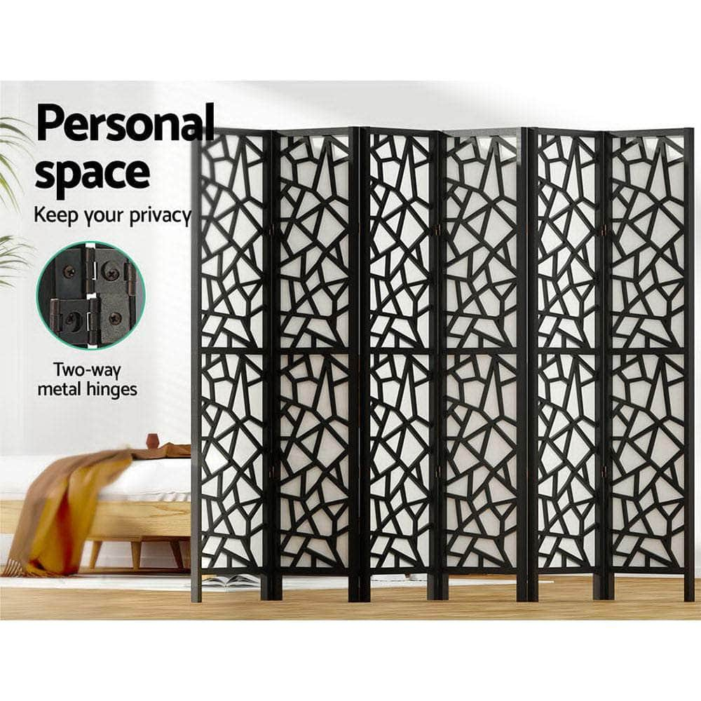 Clover Room Divider Screen Privacy Wood Dividers Stand 6 Panel Black