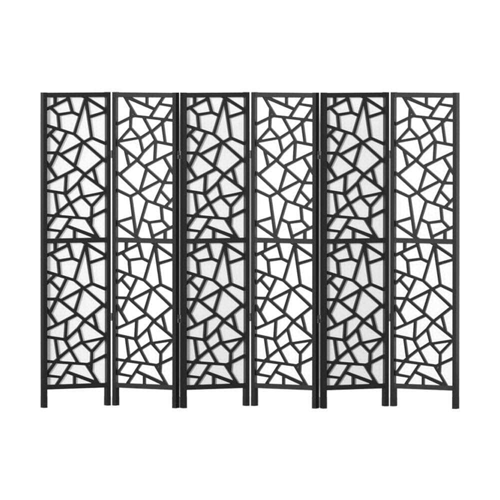 Clover Room Divider Screen Privacy Wood Dividers Stand 6 Panel Black