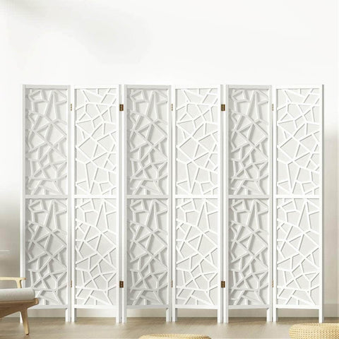 Clover Room Divider Screen Privacy Wood Dividers Stand 6 Panel White