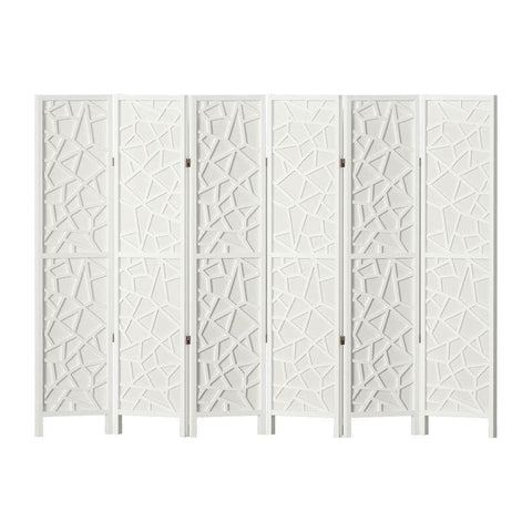 6 Panel Room Divider Screen 244X170Cm White