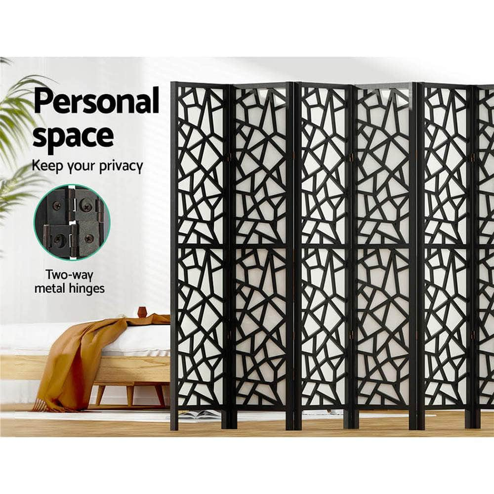 Clover Room Divider Screen Privacy Wood Dividers Stand 8 Panel Black