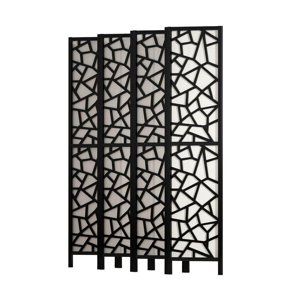 Clover Room Divider Screen Privacy Wood Dividers Stand 8 Panel Black