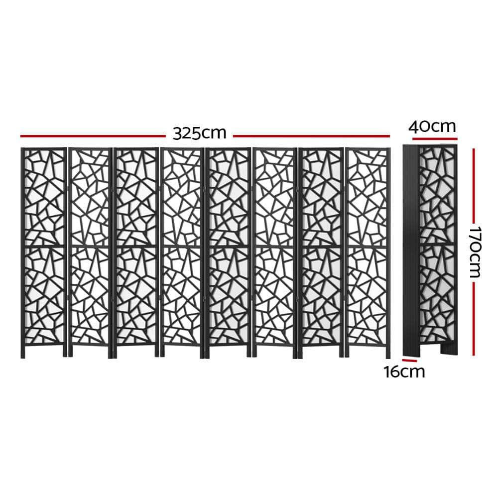 Clover Room Divider Screen Privacy Wood Dividers Stand 8 Panel Black