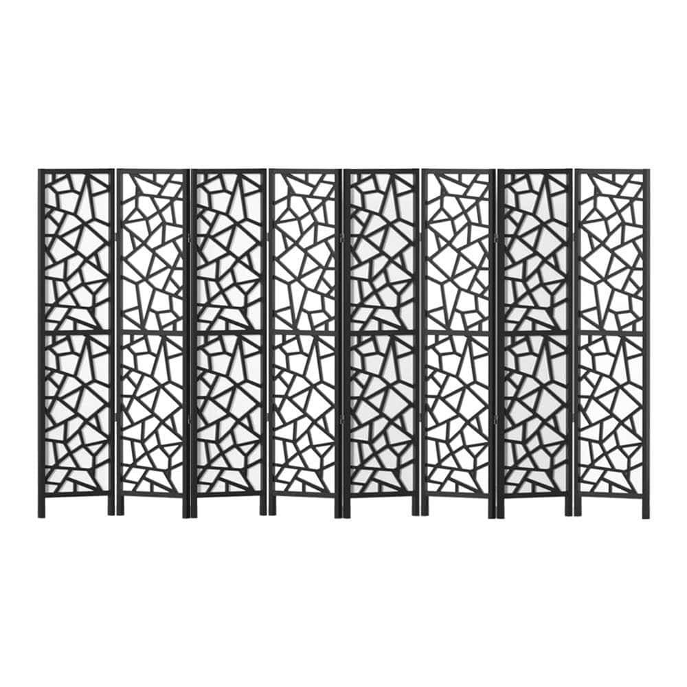 Clover Room Divider Screen Privacy Wood Dividers Stand 8 Panel Black