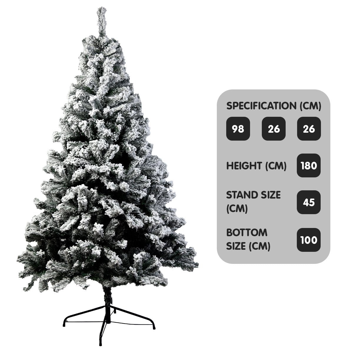 Snow-Tipped Snowflocked Artificial Christmas Tree 1.8m - 850 Tips