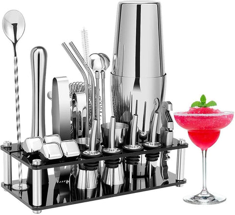 Cocktail Shaker Set Boston 23-Piece Stainless Steel, Bar Tools For Drink Mixing