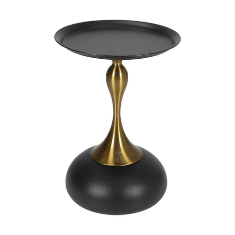 Coffee Side Table Round Metal Black/White