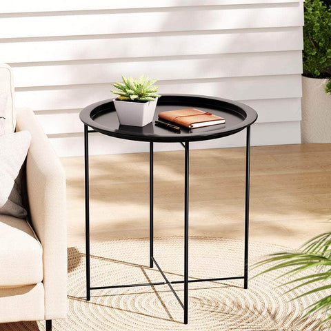 Coffee Side Table Steel Outdoor Furniture Indoor Desk Patio Garden