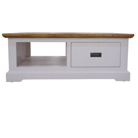 Coffee Table 120Cm 1 Drawer Solid Acacia Timber Wood - Multi Color