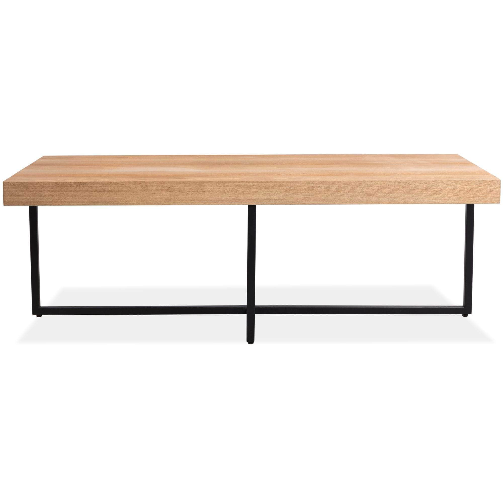 Coffee Table 120Cm Elm Timber Wood Black Metal Leg - Natural