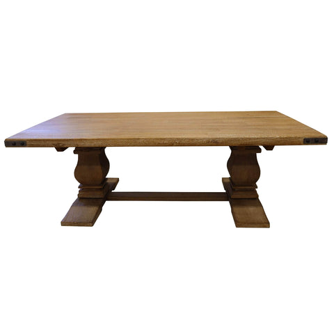 Coffee Table 140Cm Pedestal Solid Mango Timber Wood - Honey Wash