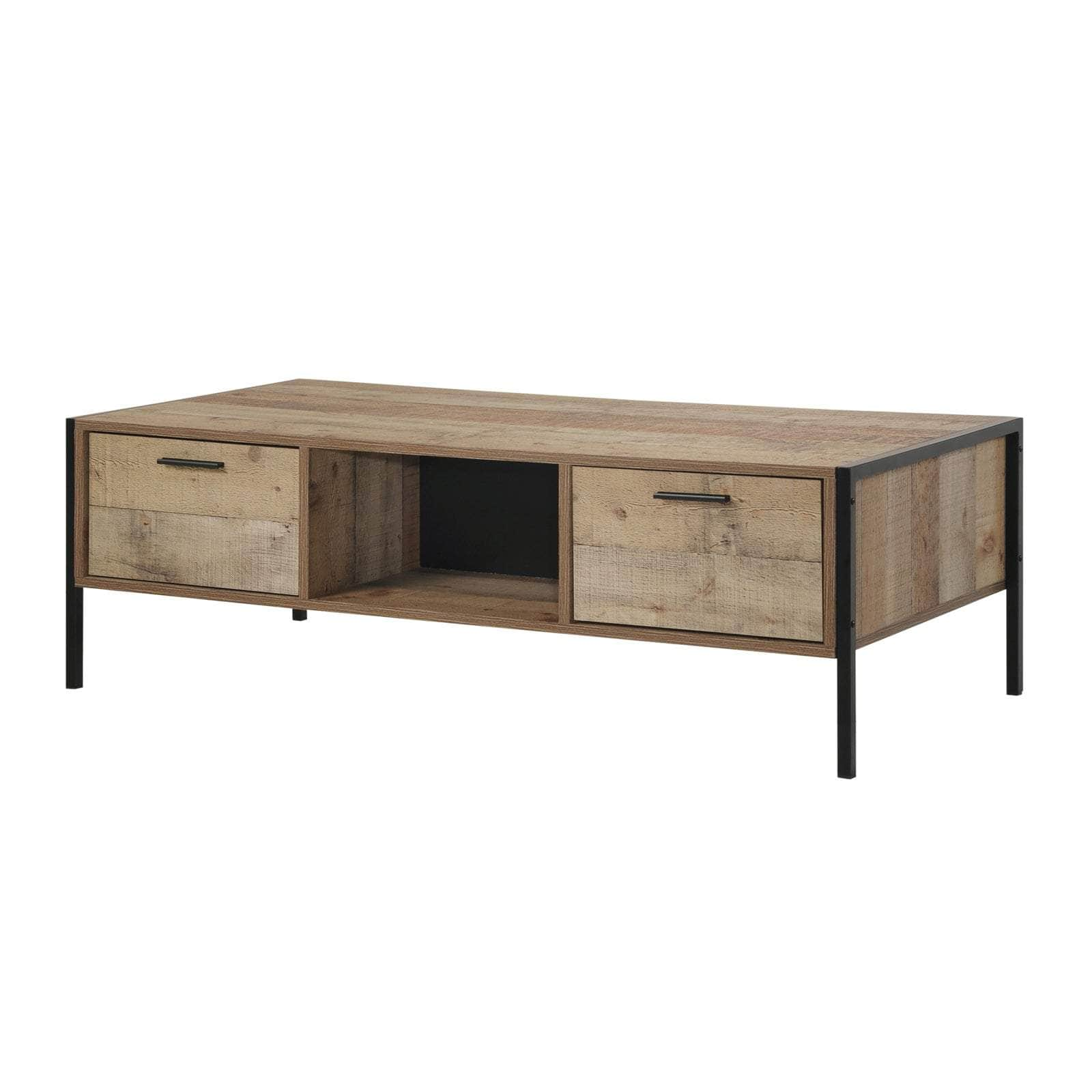 Coffee Table 2 Drawers Particle Board Storage In Oak